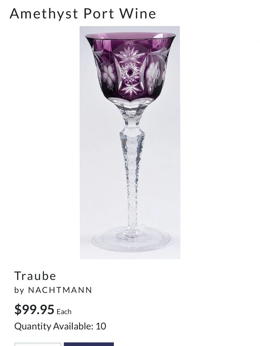 Purple Etched Crystal Wine Goblets - Set of 2
